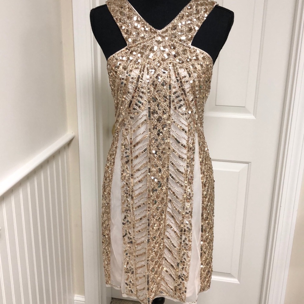 Sequin Gold & Cream Party Dress